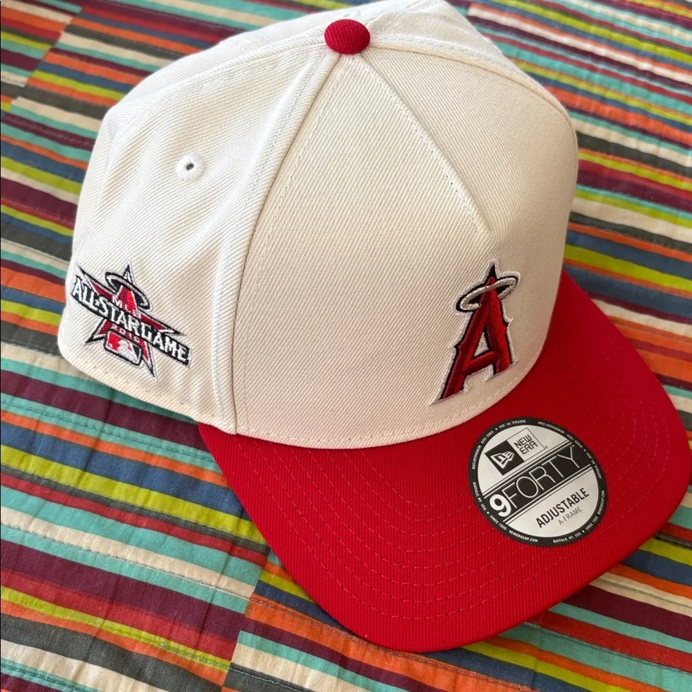 New Era White and Red Los Angeles Angels 9FORTY Cap adjustable new tags all star - Picture 3 of 14
